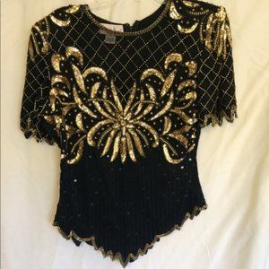 Stunning Vintage Beaded/Sequin Top Medium